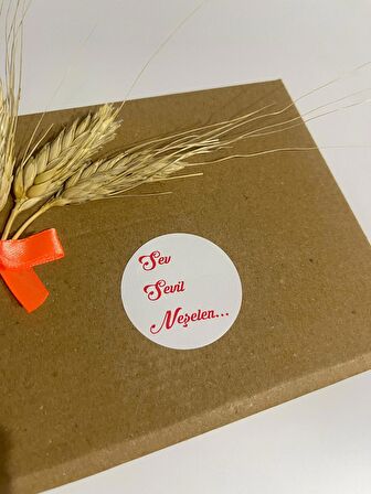 Sev Sevil Neşelen Kırmızı Yazılı Yuvarlak Yapışkanlı Etiket 4x4 cm 120 adet