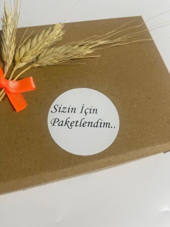 Sizin İçin Paketlendim Siyah Yazılı Yuvarlak Yapışkanlı Etiket 4x4 cm 120 adet