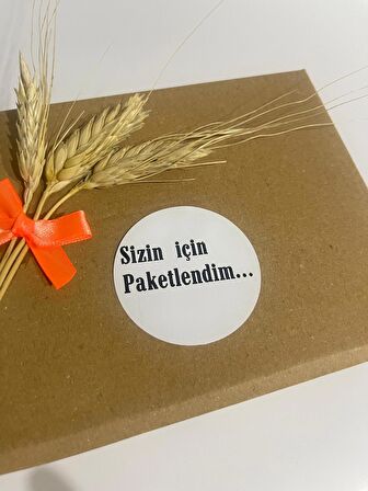 Sizin İçin Paketlendim Siyah Kalın Yazılı Yuvarlak Yapışkanlı Etiket 5x5 cm 100 adet