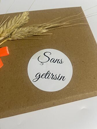 Şans Getirsin Siyah El Yazılı Yuvarlak Yapışkanlı Etiket 5x5 cm 100 adet