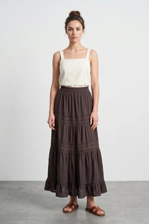 Beli Lastikli Dantelli Maxi Boy Etek