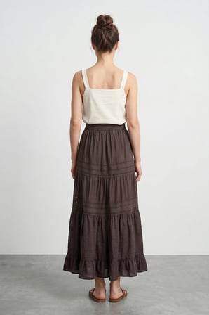 Beli Lastikli Dantelli Maxi Boy Etek