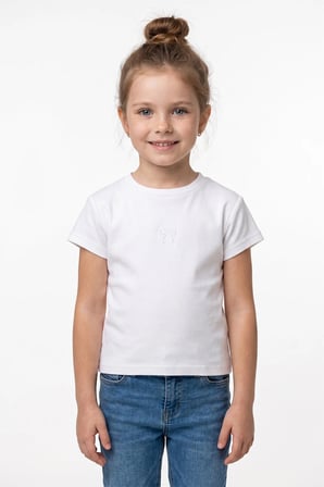 Fiyonk Nakışlı Slim Fit Kız Çocuk Tişört