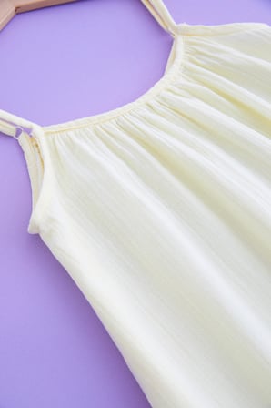 Basic Askılı Etek Ucu Yırtık Kız Çocuk Müslin Elbise