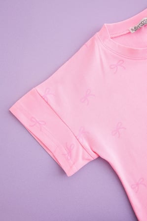 Fiyonk Baskılı Kız Çocuk Crop Tişört
