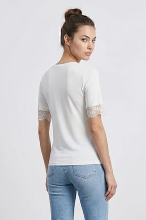 Kol Ve Yaka Dantelli Slim Fit Transparan Bluz