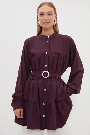 Fullamodest Beli Kemerli Taşlı Tunik