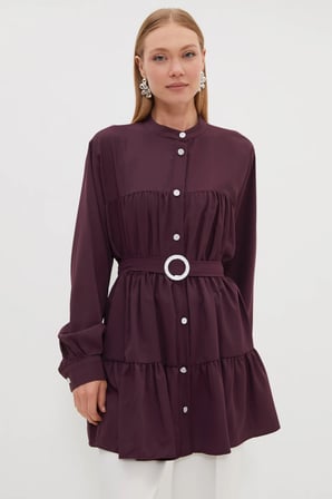 Fullamodest Beli Kemerli Taşlı Tunik