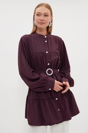 Fullamodest Beli Kemerli Taşlı Tunik