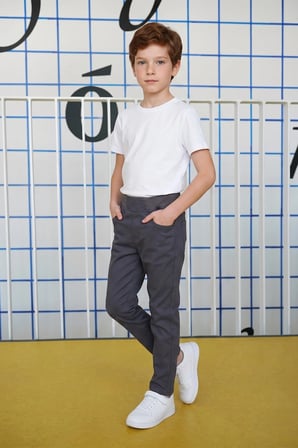 Beli Bağcıklı Gabardin Kumaş Unisex Çocuk Pantolon