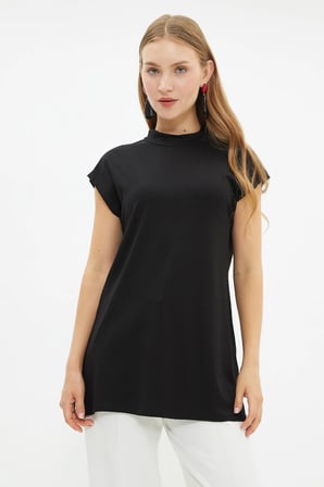 Fullamodest Basic Dik Yaka Kolsuz Tunik