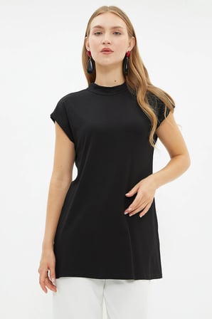 Fullamodest Basic Dik Yaka Kolsuz Tunik