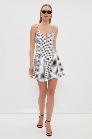Puantiyeli Askılı Mini Boy Şortlu Elbise