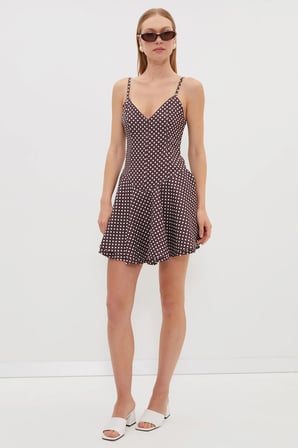 Puantiyeli Askılı Mini Boy Şortlu Elbise