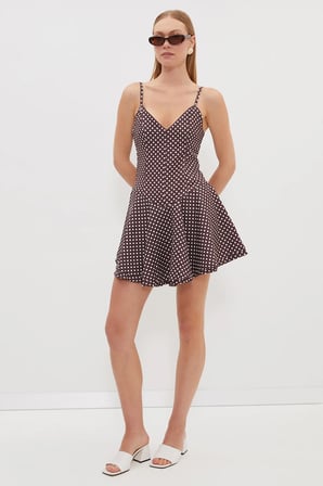 Puantiyeli Askılı Mini Boy Şortlu Elbise