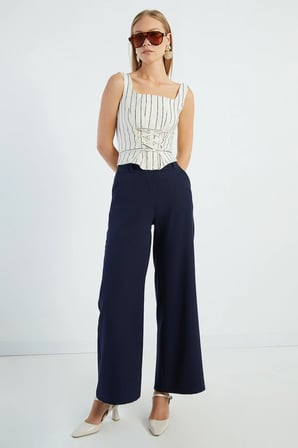 Beli Lastikli Palazzo Kumaş Pantolon