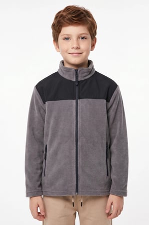 Paraşüt Kumaş Detaylı Polar Erkek Çocuk Sweatshirt