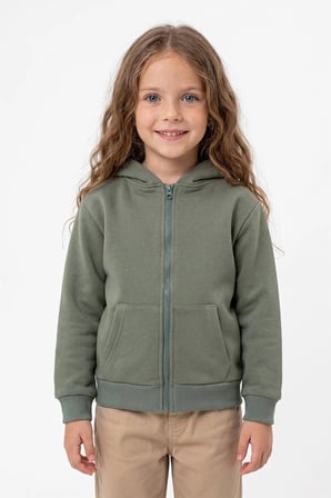 3 İplik Kapüşonlu Fermuarlı Unisex Çocuk Sweatshirt