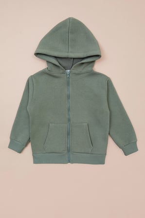 3 İplik Kapüşonlu Fermuarlı Unisex Çocuk Sweatshirt