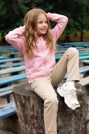 3 İplik Kapüşonlu Fermuarlı Unisex Çocuk Sweatshirt