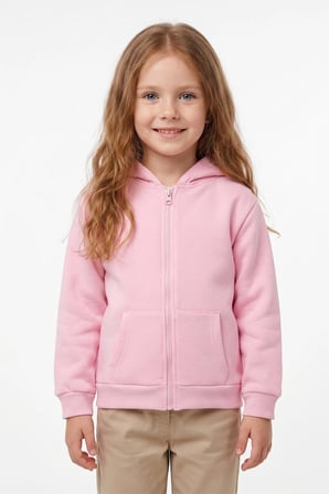 3 İplik Kapüşonlu Fermuarlı Unisex Çocuk Sweatshirt