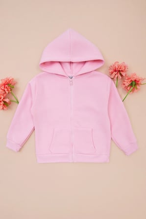3 İplik Kapüşonlu Fermuarlı Unisex Çocuk Sweatshirt