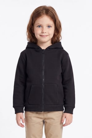 3 İplik Kapüşonlu Fermuarlı Unisex Çocuk Sweatshirt
