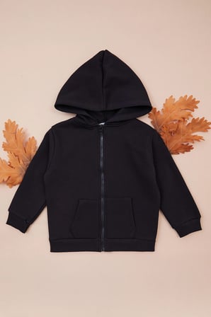 3 İplik Kapüşonlu Fermuarlı Unisex Çocuk Sweatshirt
