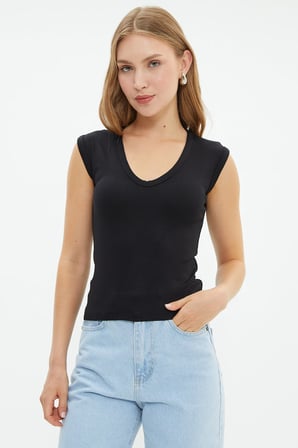 Basic V Yaka Kolsuz Bluz