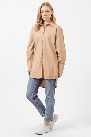 Fullamodest Yırtmaçlı Oversize Gömlek