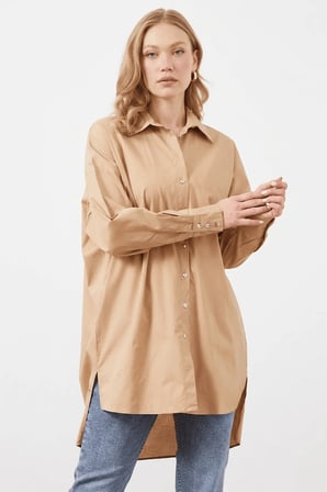 Fullamodest Yırtmaçlı Oversize Gömlek