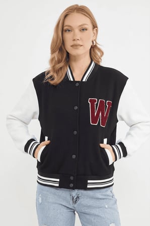 3 İplik Nakışlı Unisex Kolej Ceket