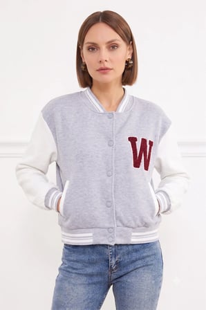 3 İplik Nakışlı Unisex Kolej Ceket