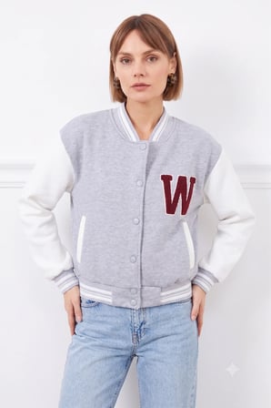 3 İplik Nakışlı Unisex Kolej Ceket
