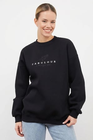 3 İplik Fabulous Baskılı Sweatshirt