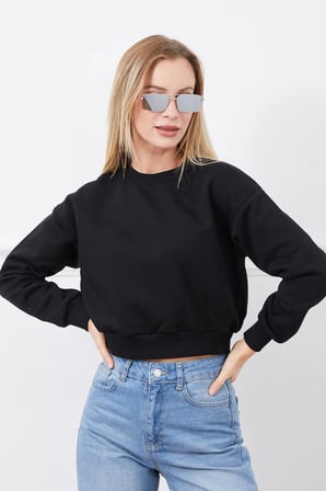 3 İplik Basic Crop Sweatshirt