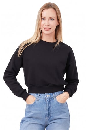 3 İplik Basic Crop Sweatshirt