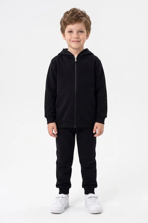 Kapüşonlu Fermuarlı Unisex Çocuk Eşofman Takımı