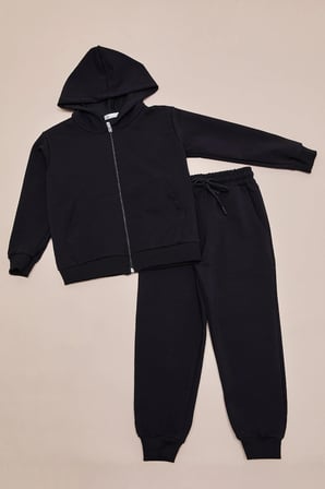 Kapüşonlu Fermuarlı Unisex Çocuk Eşofman Takımı