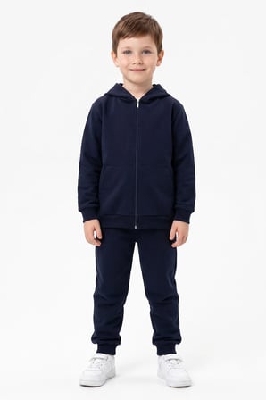 Kapüşonlu Fermuarlı Unisex Çocuk Eşofman Takımı