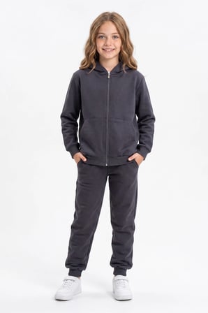 Kapüşonlu Fermuarlı Unisex Çocuk Eşofman Takımı