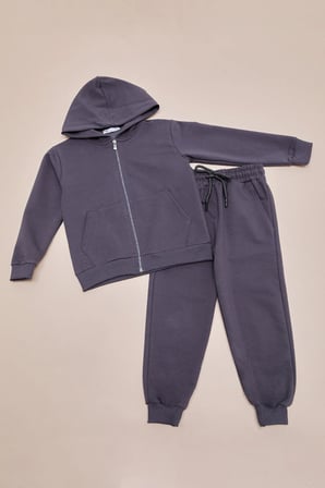 Kapüşonlu Fermuarlı Unisex Çocuk Eşofman Takımı