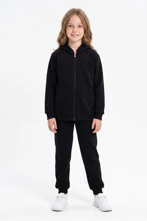 Kapüşonlu Fermuarlı Unisex Çocuk Eşofman Takımı