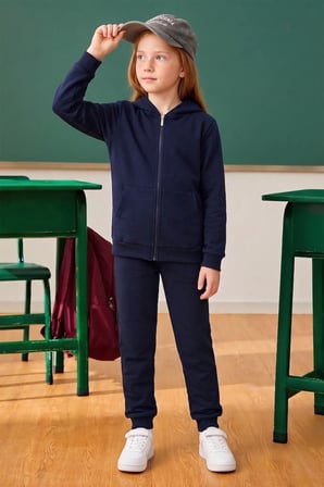 Kapüşonlu Fermuarlı Unisex Çocuk Eşofman Takımı