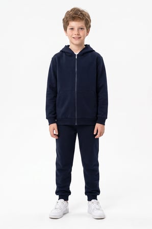 Kapüşonlu Fermuarlı Unisex Çocuk Eşofman Takımı