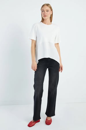 Basic Arkası Uzun Oversize Tişört