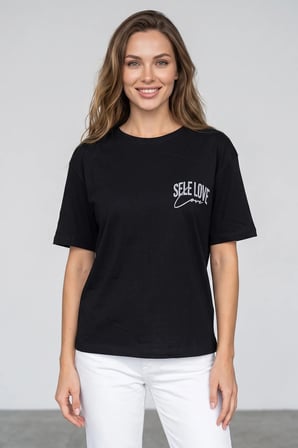 Self Love Club Baskılı Salaş Tişört