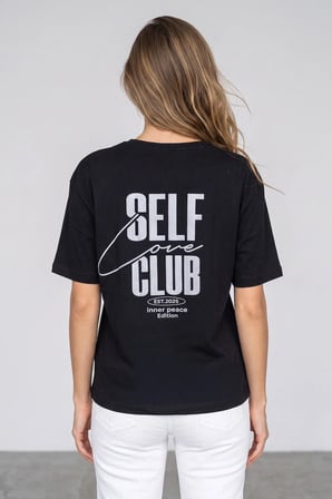 Self Love Club Baskılı Salaş Tişört