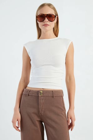 Yanı Drapeli Slim Fit Bluz