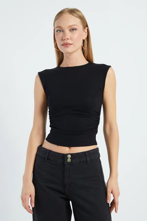 Yanı Drapeli Slim Fit Bluz